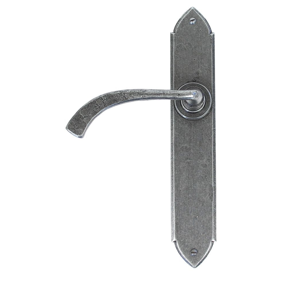 This is an image showing From The Anvil - Pewter Gothic Curved Sprung Lever Latch Set available from trade door handles, quick delivery and discounted prices