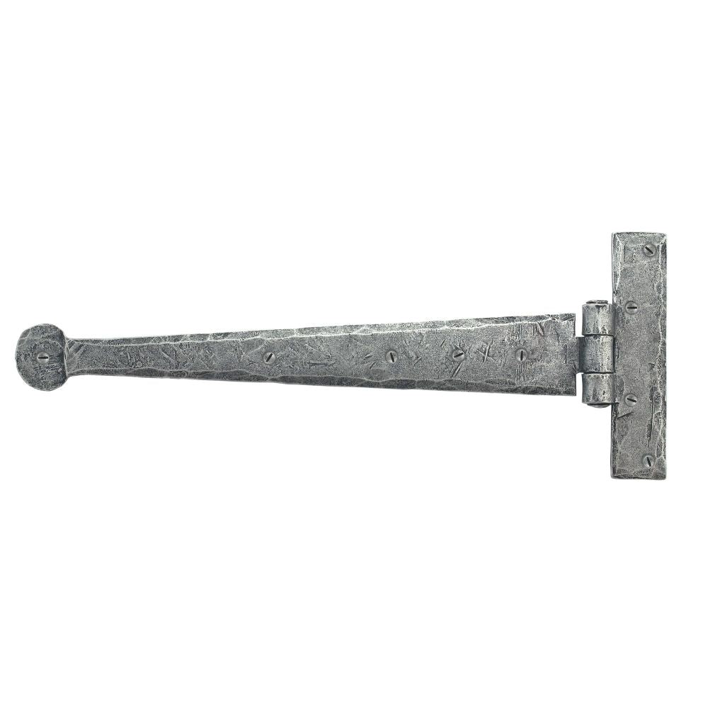 This is an image showing From The Anvil - Pewter 12" Penny End T Hinge (pair) available from trade door handles, quick delivery and discounted prices