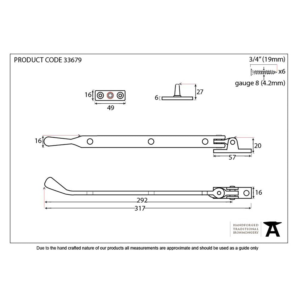 This is an image showing From The Anvil - Pewter 12" Peardrop Stay available from trade door handles, quick delivery and discounted prices