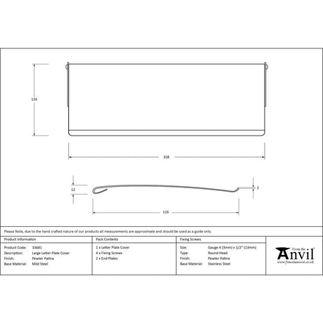 This is an image showing From The Anvil - Pewter Large Letter Plate Cover available from trade door handles, quick delivery and discounted prices