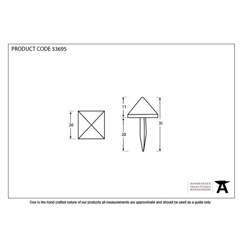 This is an image showing From The Anvil - Pewter Pyramid Door Stud - Medium available from trade door handles, quick delivery and discounted prices