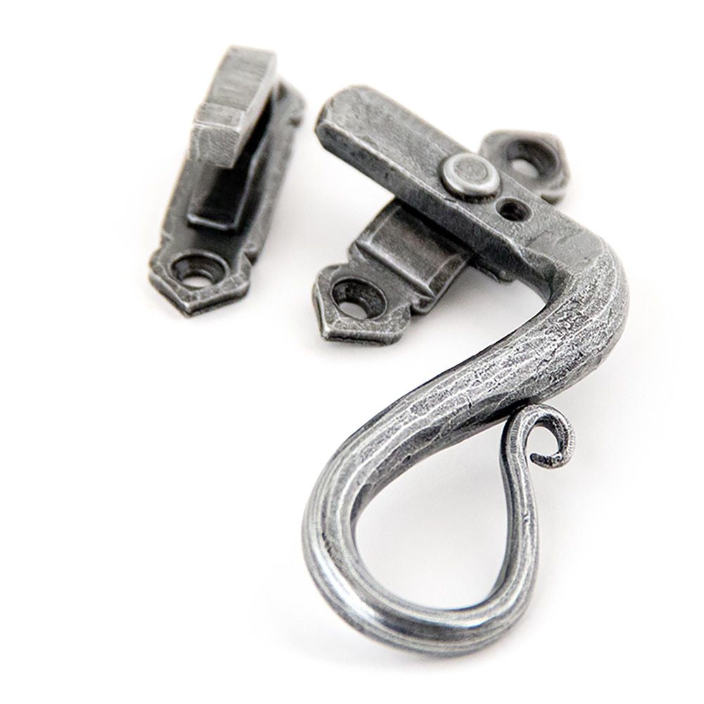 This is an image showing From The Anvil - Pewter Locking Shepherd's Crook Fastener - RH available from trade door handles, quick delivery and discounted prices