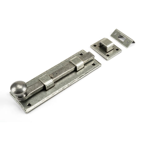 This is an image showing From The Anvil - Pewter 6" Straight Knob Bolt available from trade door handles, quick delivery and discounted prices