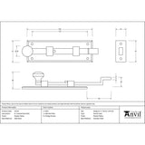 This is an image showing From The Anvil - Pewter 6" Cranked Knob Bolt available from trade door handles, quick delivery and discounted prices