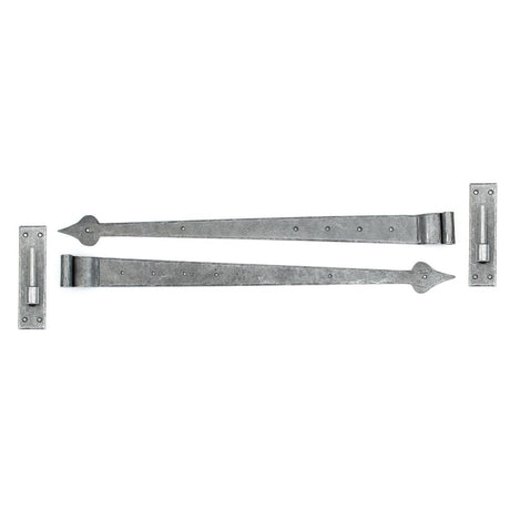 This is an image showing From The Anvil - Pewter 35" Hook & Band Hinge - Cranked (pair) available from trade door handles, quick delivery and discounted prices