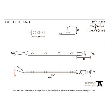 This is an image showing From The Anvil - Black 10" Cast Peardrop Stay available from trade door handles, quick delivery and discounted prices