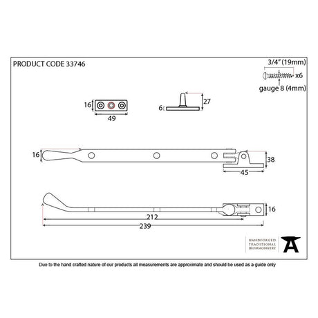 This is an image showing From The Anvil - Antique Pewter 8" Peardrop Stay available from trade door handles, quick delivery and discounted prices