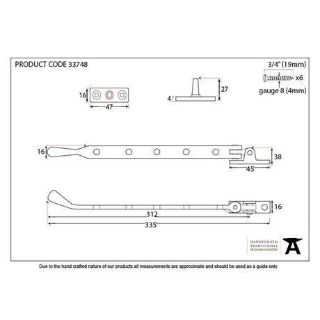 This is an image showing From The Anvil - Antique Pewter 12" Peardrop Stay available from trade door handles, quick delivery and discounted prices