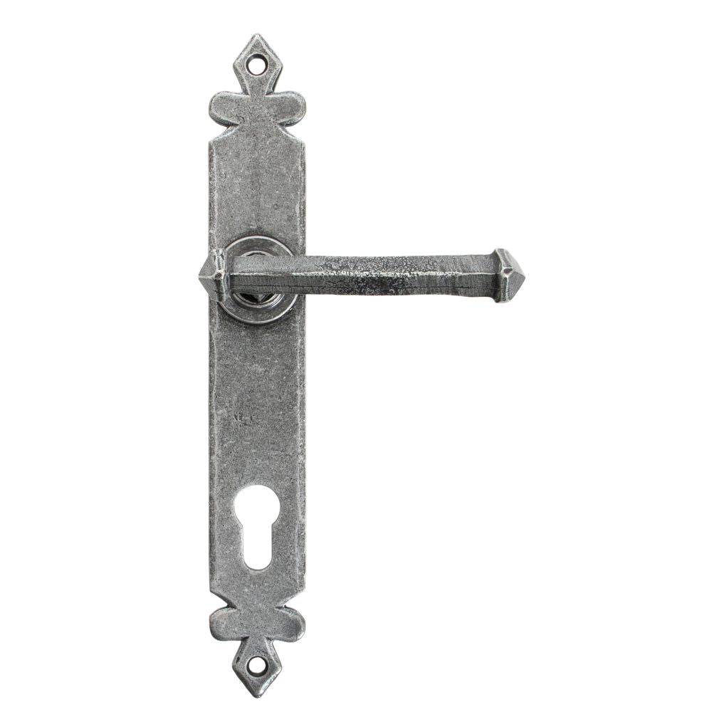 This is an image showing From The Anvil - Pewter Tudor Lever Espag. Lock Set available from trade door handles, quick delivery and discounted prices