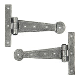 This is an image showing From The Anvil - Pewter 6" Penny End T Hinge (pair) available from trade door handles, quick delivery and discounted prices