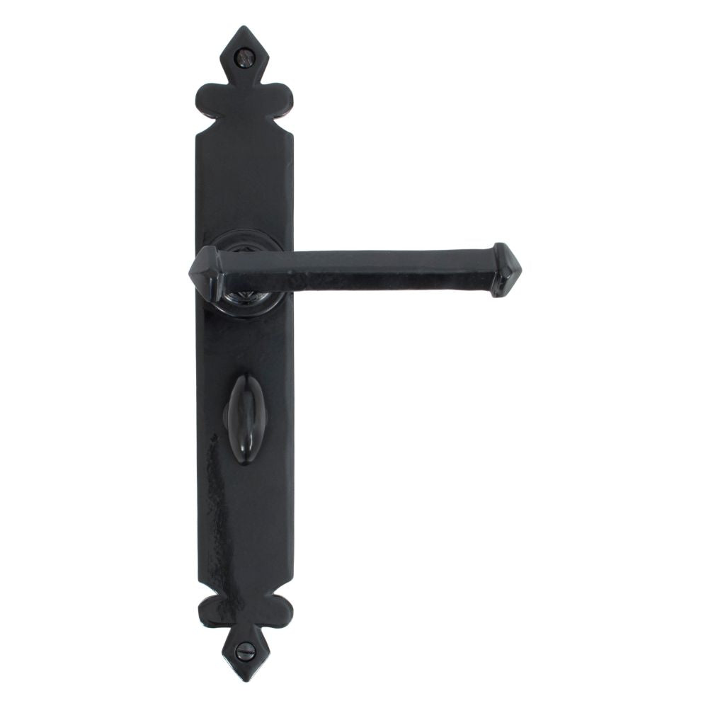 This is an image showing From The Anvil - Black Tudor Lever Bathroom Set available from trade door handles, quick delivery and discounted prices