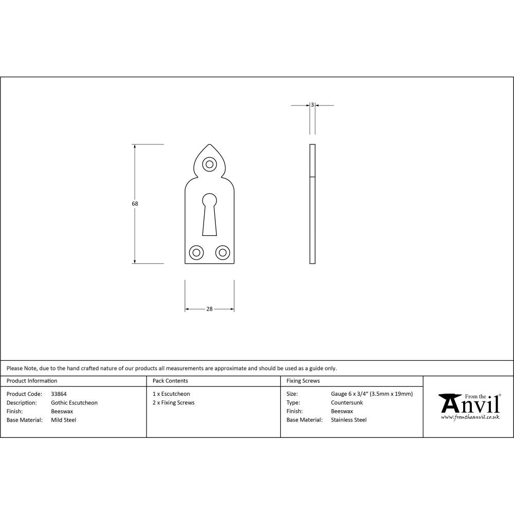 This is an image showing From The Anvil - Beeswax Gothic Escutcheon available from trade door handles, quick delivery and discounted prices