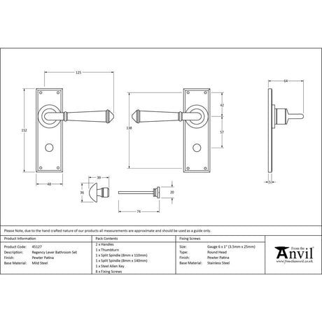 This is an image showing From The Anvil - Pewter Regency Lever Bathroom Set available from trade door handles, quick delivery and discounted prices