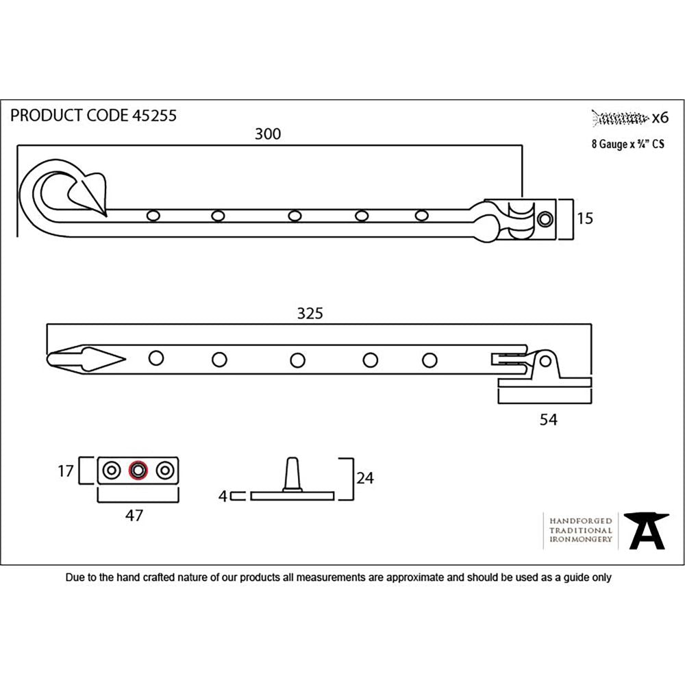 This is an image showing From The Anvil - Pewter 12" Shropshire Window Stay available from trade door handles, quick delivery and discounted prices