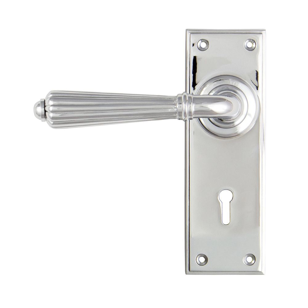 This is an image showing From The Anvil - Polished Chrome Hinton Lever Lock Set available from trade door handles, quick delivery and discounted prices