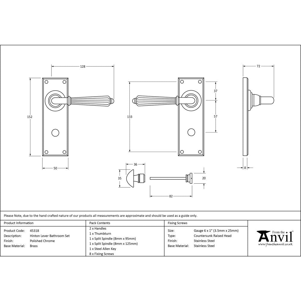 This is an image showing From The Anvil - Polished Chrome Hinton Lever Bathroom Set available from trade door handles, quick delivery and discounted prices