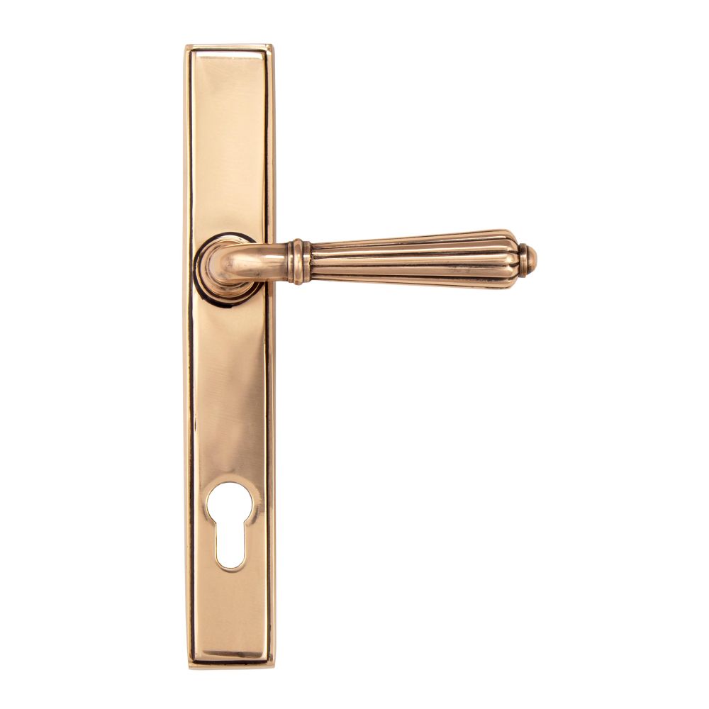 This is an image showing From The Anvil - Polished Bronze Hinton Slimline Lever Espag. Lock Set available from trade door handles, quick delivery and discounted prices