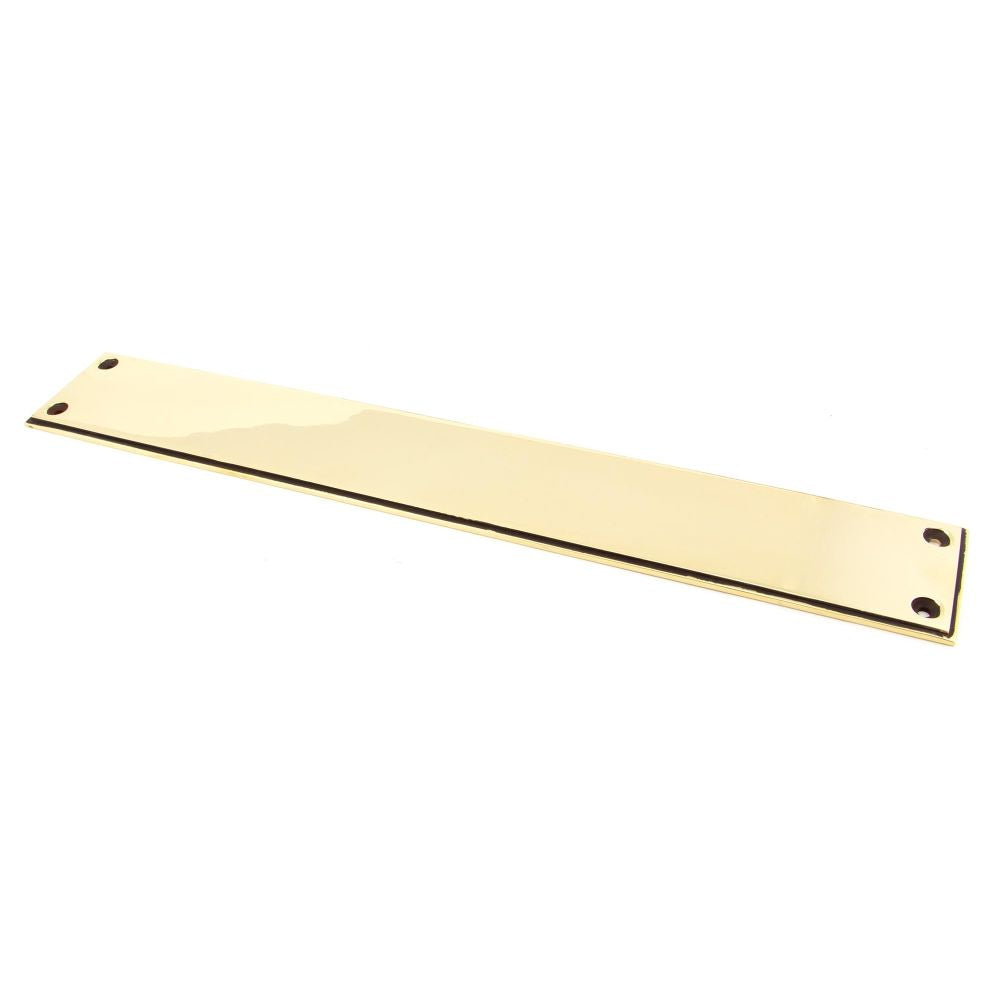 This is an image showing From The Anvil - Aged Brass 425mm Art Deco Fingerplate available from trade door handles, quick delivery and discounted prices