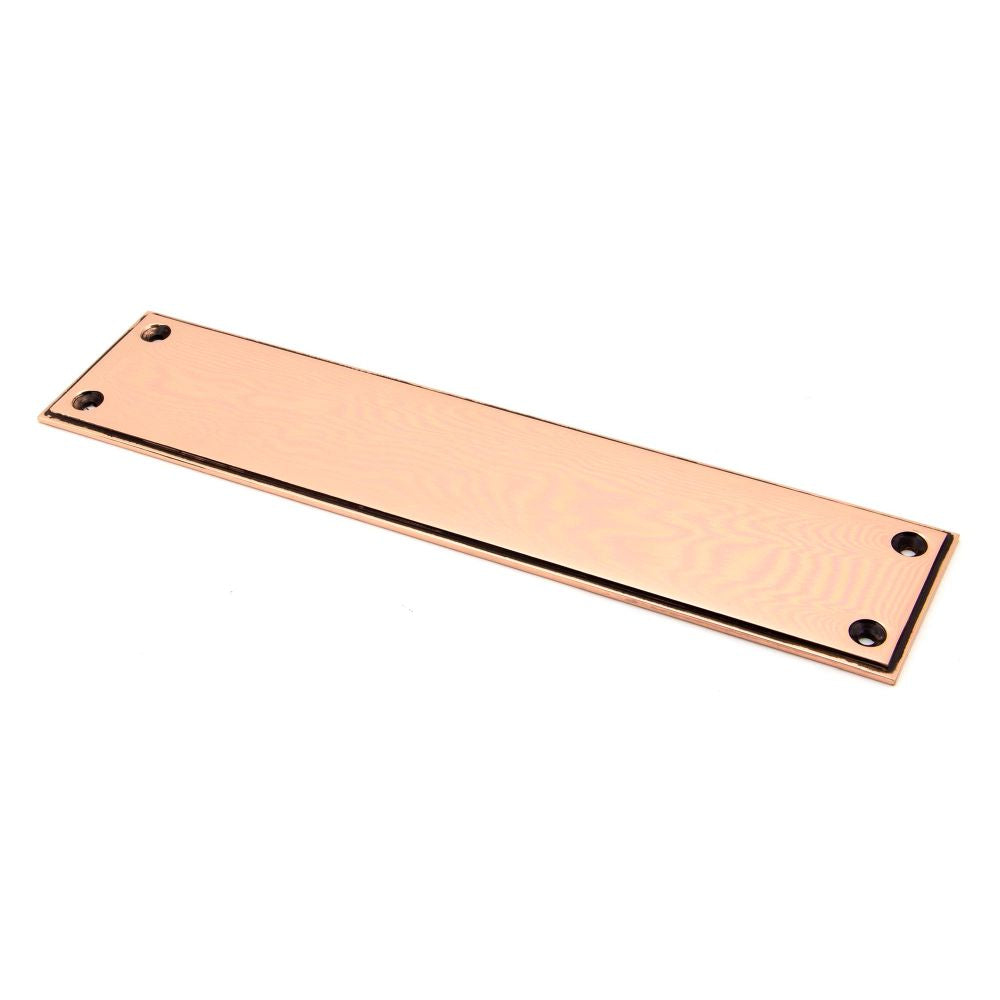 This is an image showing From The Anvil - Polished Bronze 300mm Art Deco Fingerplate available from trade door handles, quick delivery and discounted prices