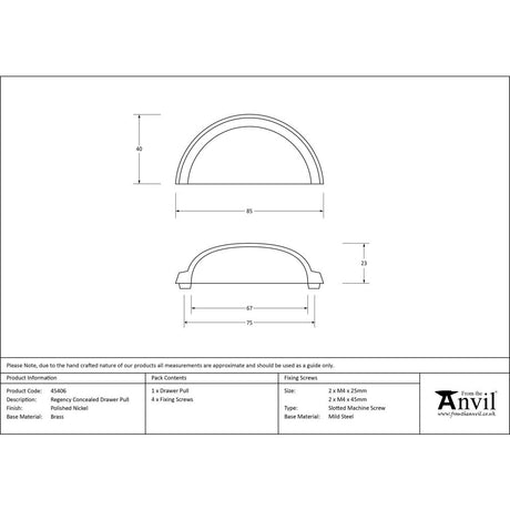 This is an image showing From The Anvil - Polished Nickel Regency Concealed Drawer Pull available from trade door handles, quick delivery and discounted prices