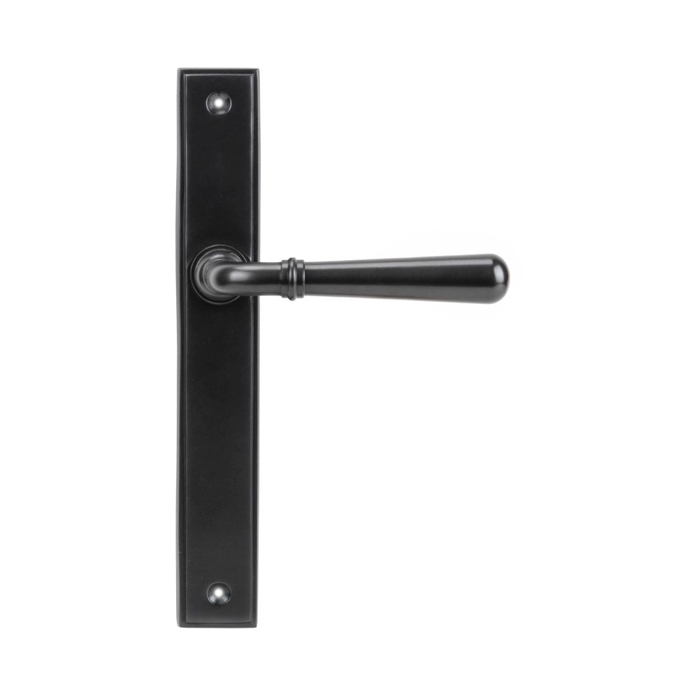 This is an image showing From The Anvil - Aged Bronze Newbury Slimline Lever Latch Set available from trade door handles, quick delivery and discounted prices