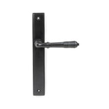 This is an image showing From The Anvil - Aged Bronze Reeded Slimline Lever Latch Set available from trade door handles, quick delivery and discounted prices