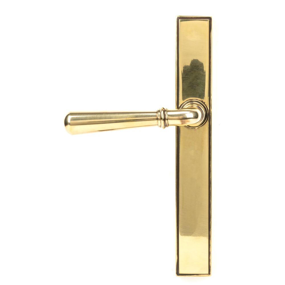 This is an image showing From The Anvil - Aged Brass Newbury Slimline Lever Latch Set available from trade door handles, quick delivery and discounted prices