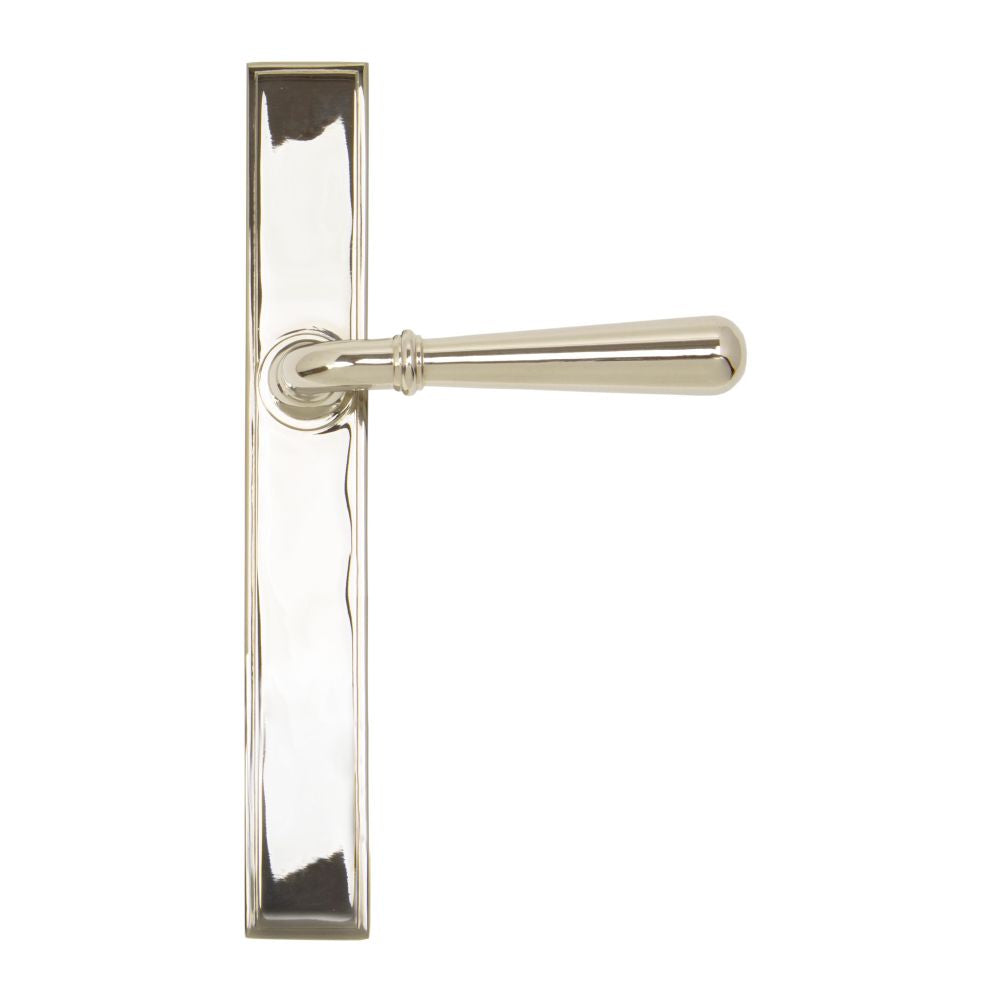 This is an image showing From The Anvil - Polished Nickel Newbury Slimline Lever Latch Set available from trade door handles, quick delivery and discounted prices