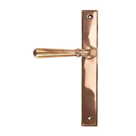 This is an image showing From The Anvil - Polished Bronze Newbury Slimline Lever Latch Set available from trade door handles, quick delivery and discounted prices