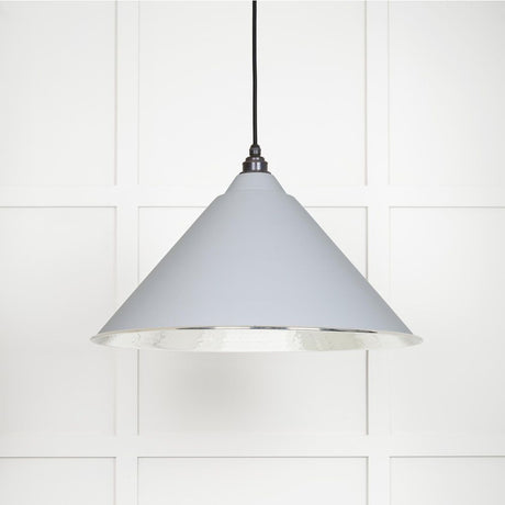 This is an image showing From The Anvil - Hammered Nickel Hockley Pendant in Birch available from trade door handles, quick delivery and discounted prices