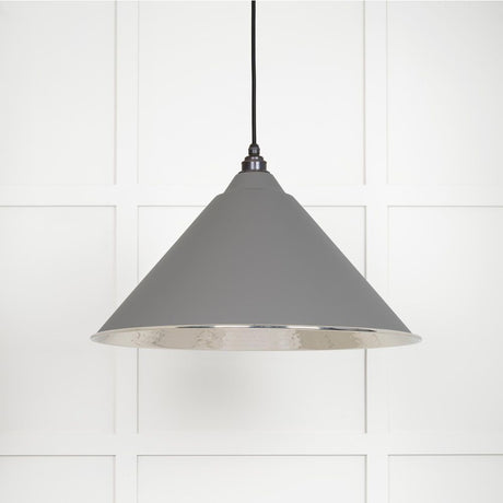 This is an image showing From The Anvil - Hammered Nickel Hockley Pendant in Bluff available from trade door handles, quick delivery and discounted prices