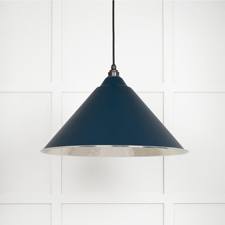 This is an image showing From The Anvil - Hammered Nickel Hockley Pendant in Dusk available from trade door handles, quick delivery and discounted prices