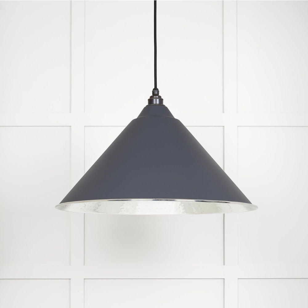 This is an image showing From The Anvil - Hammered Nickel Hockley Pendant in Slate available from trade door handles, quick delivery and discounted prices