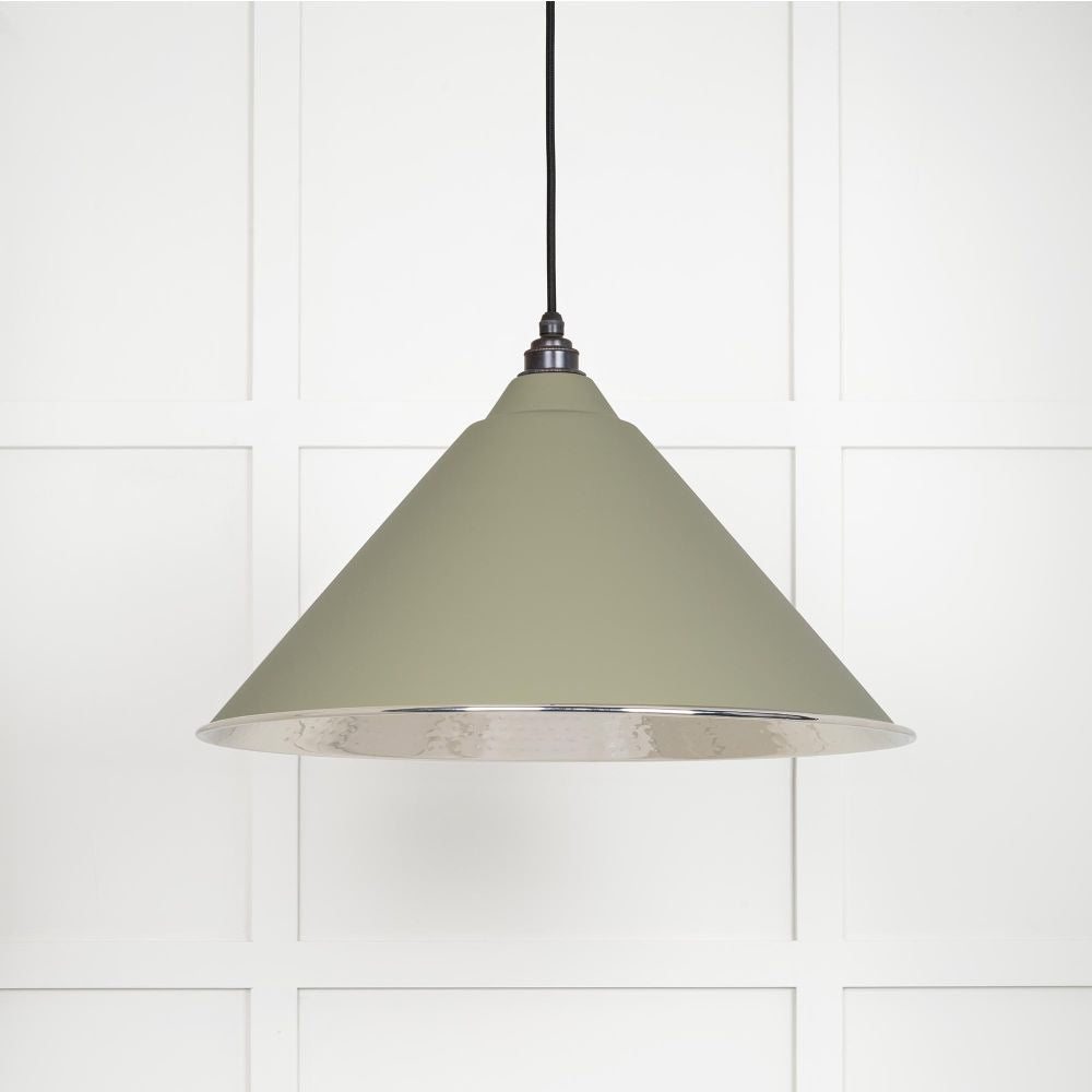 This is an image showing From The Anvil - Hammered Nickel Hockley Pendant in Tump available from trade door handles, quick delivery and discounted prices