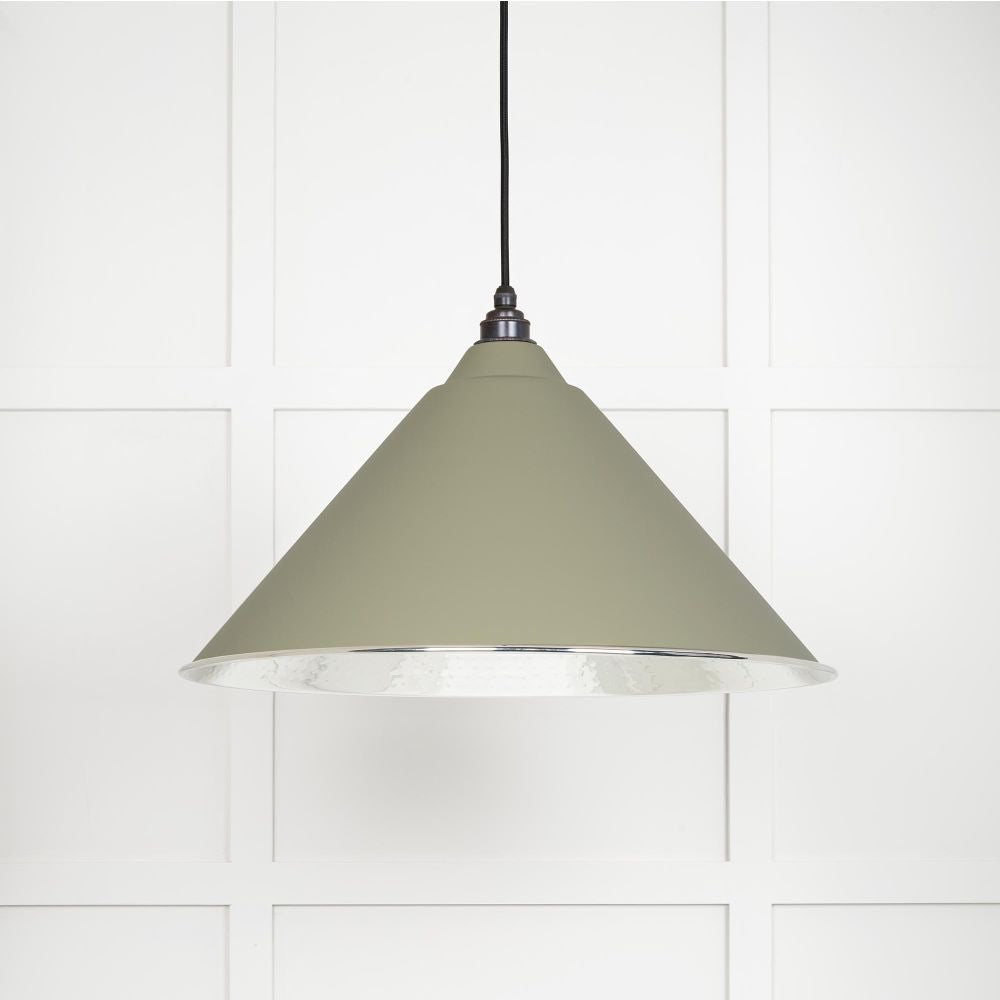 This is an image showing From The Anvil - Hammered Nickel Hockley Pendant in Tump available from trade door handles, quick delivery and discounted prices