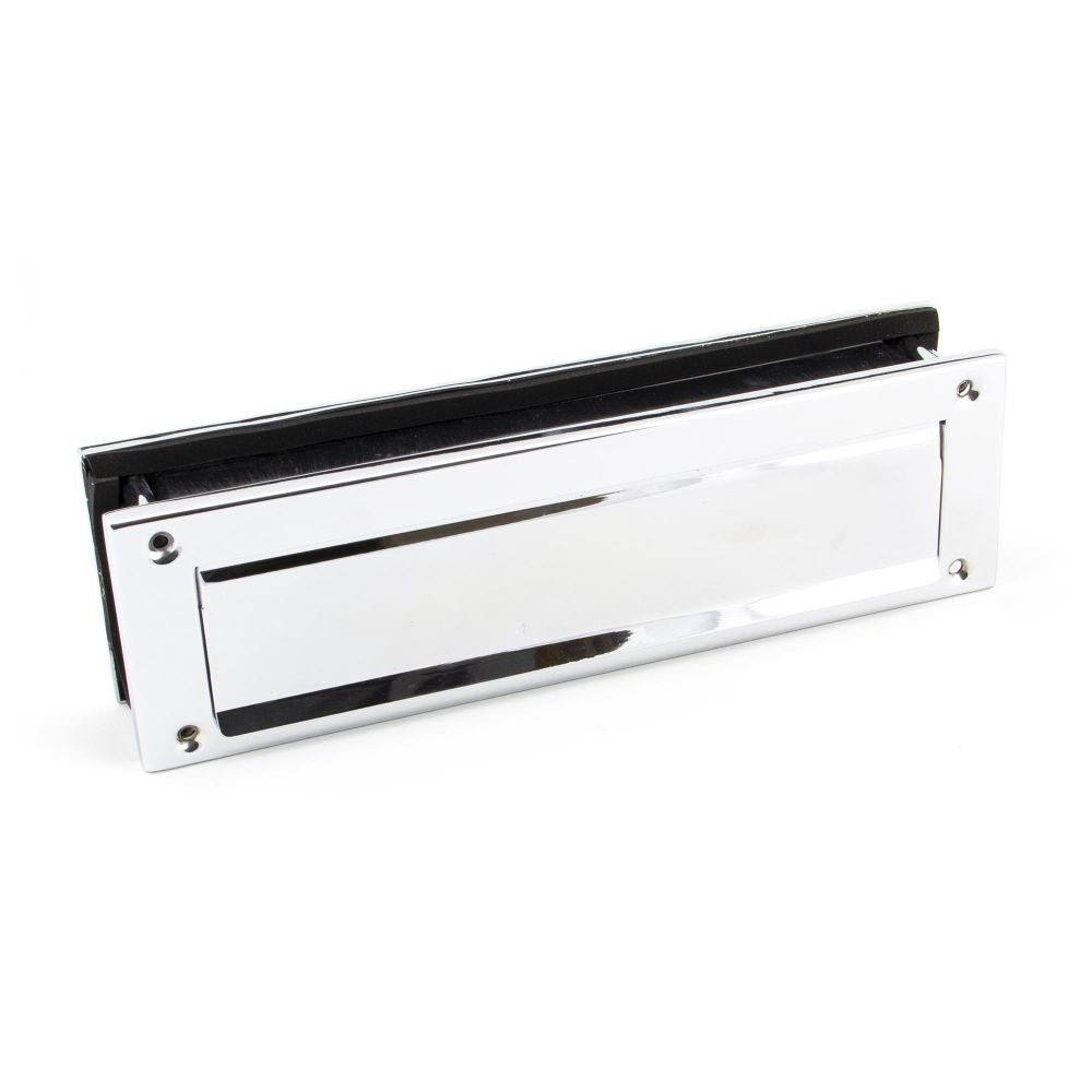 This is an image showing From The Anvil - Polished Chrome Traditional Letterbox available from trade door handles, quick delivery and discounted prices