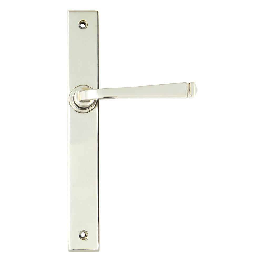 This is an image showing From The Anvil - Polished Nickel Avon Slimline Lever Latch Set available from trade door handles, quick delivery and discounted prices