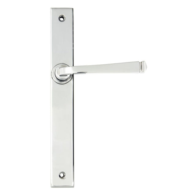 This is an image showing From The Anvil - Polished Chrome Avon Slimline Lever Latch Set available from trade door handles, quick delivery and discounted prices