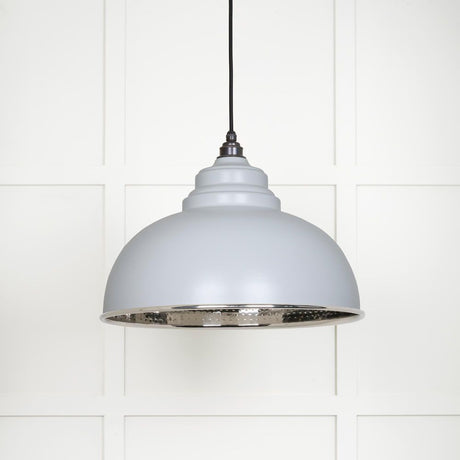 This is an image showing From The Anvil - Hammered Nickel Harborne Pendant in Birch available from trade door handles, quick delivery and discounted prices