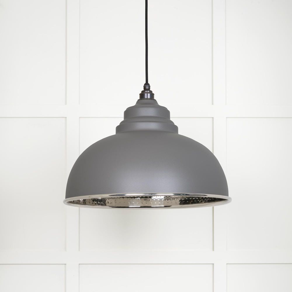 This is an image showing From The Anvil - Hammered Nickel Harborne Pendant in Bluff available from trade door handles, quick delivery and discounted prices