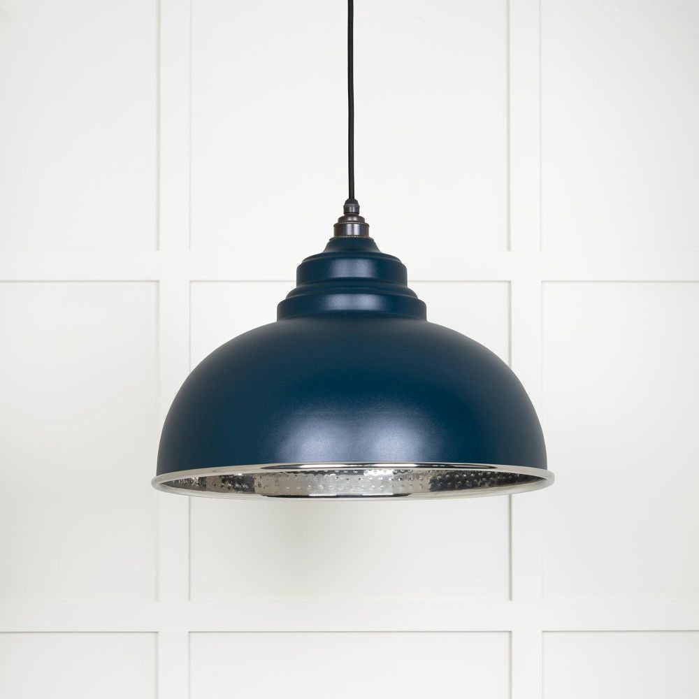 This is an image showing From The Anvil - Hammered Nickel Harborne Pendant in Dusk available from trade door handles, quick delivery and discounted prices