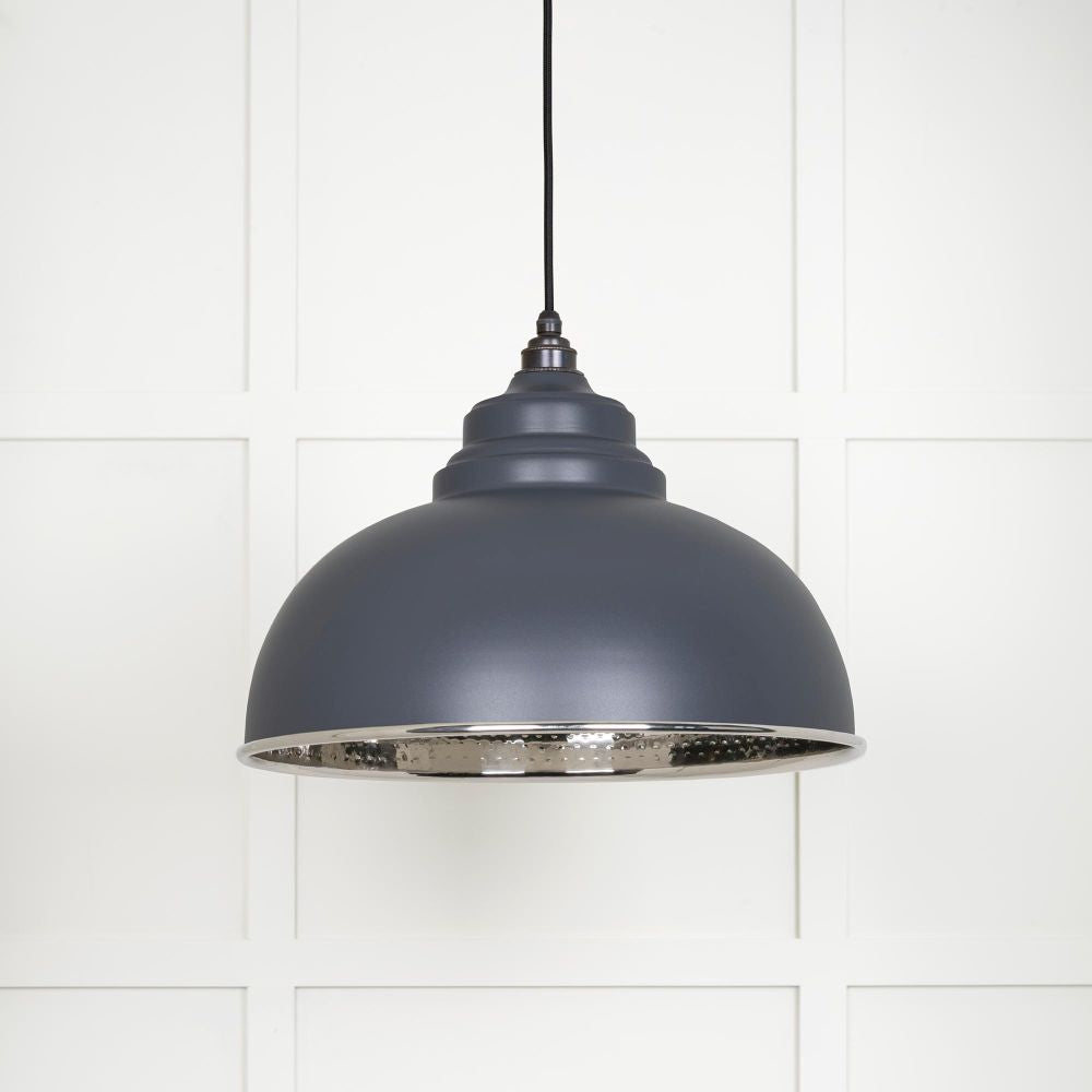 This is an image showing From The Anvil - Hammered Nickel Harborne Pendant in Slate available from trade door handles, quick delivery and discounted prices