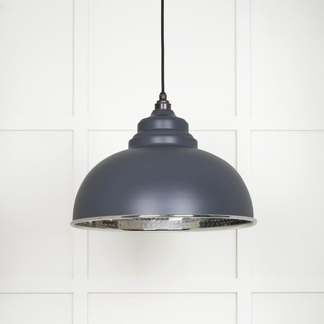 This is an image showing From The Anvil - Hammered Nickel Harborne Pendant in Slate available from trade door handles, quick delivery and discounted prices