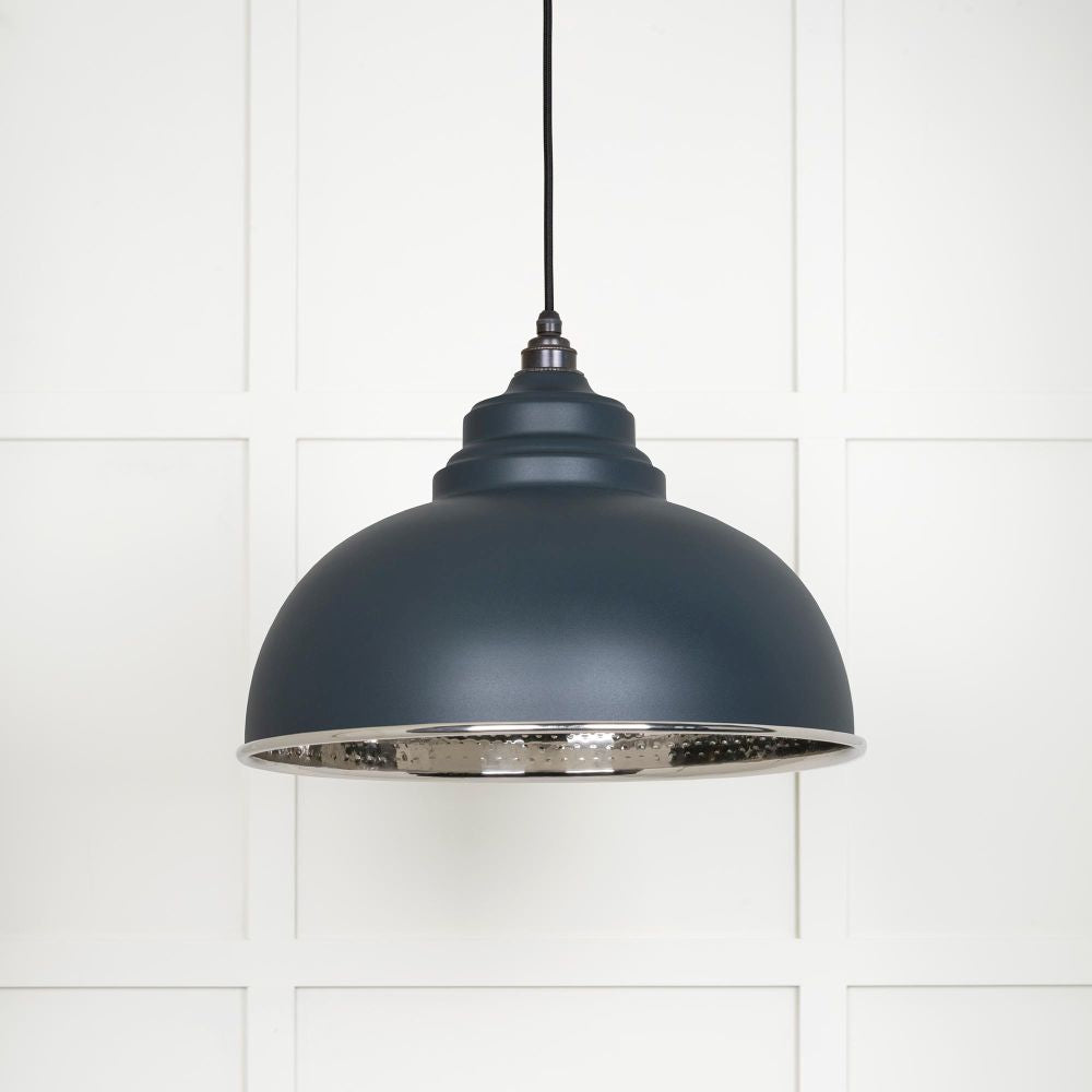 This is an image showing From The Anvil - Hammered Nickel Harborne Pendant in Soot available from trade door handles, quick delivery and discounted prices