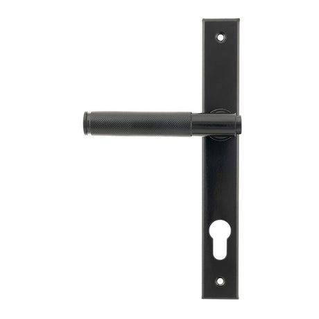 This is an image showing From The Anvil - Black Brompton Slimline Lever Espag. Lock Set available from trade door handles, quick delivery and discounted prices