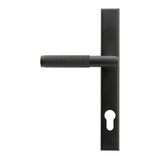 This is an image showing From The Anvil - Matt Black Brompton Slimline Lever Espag. Lock Set available from trade door handles, quick delivery and discounted prices