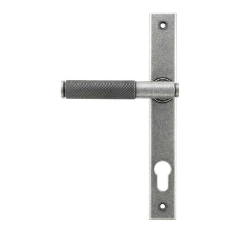 This is an image showing From The Anvil - Pewter Brompton Slimline Lever Espag. Lock Set available from trade door handles, quick delivery and discounted prices