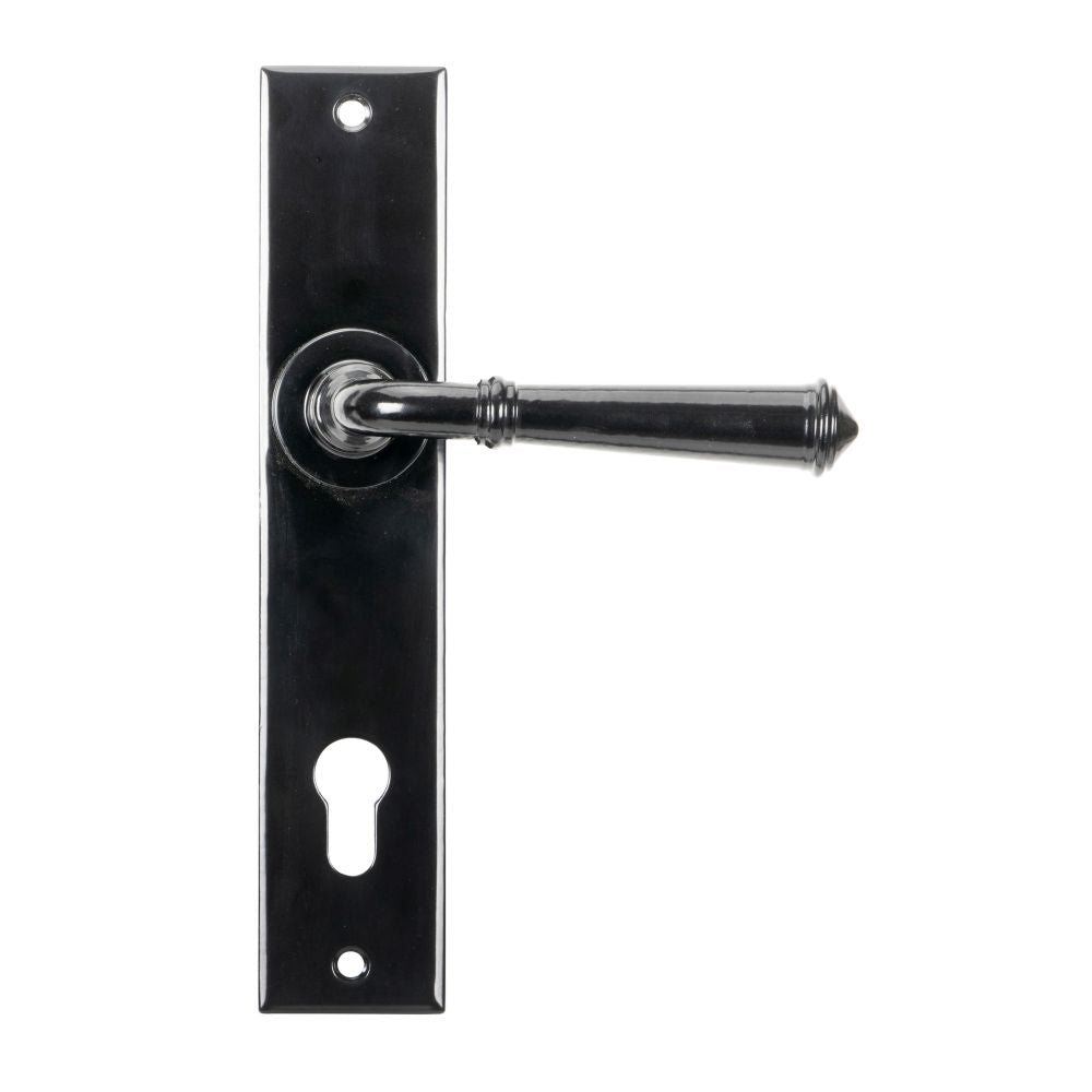 This is an image showing From The Anvil - Black Regency Lever Espag. Lock Set available from trade door handles, quick delivery and discounted prices