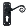 This is an image showing From The Anvil - Black Monkeytail Lever Euro Lock Set available from trade door handles, quick delivery and discounted prices