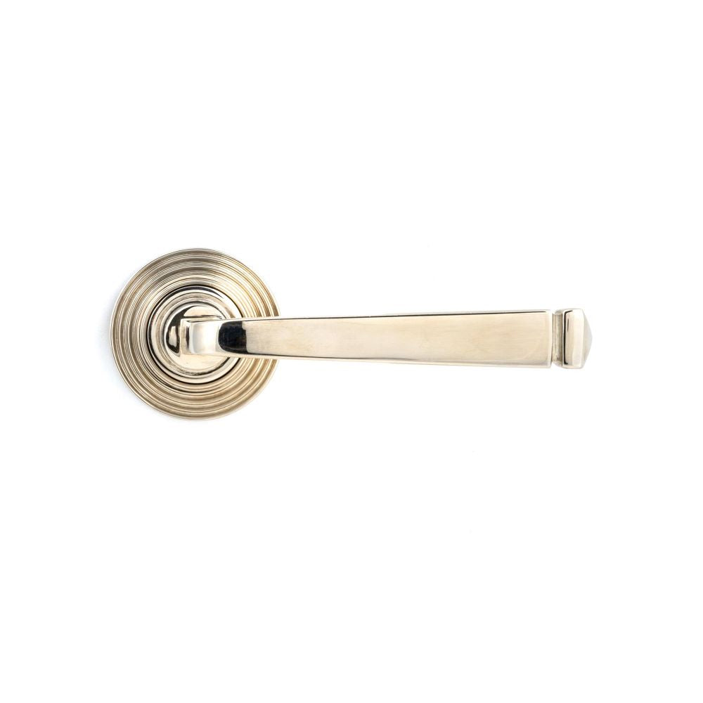 This is an image showing From The Anvil - Polished Nickel Avon Round Lever on Rose Set (Beehive) available from trade door handles, quick delivery and discounted prices